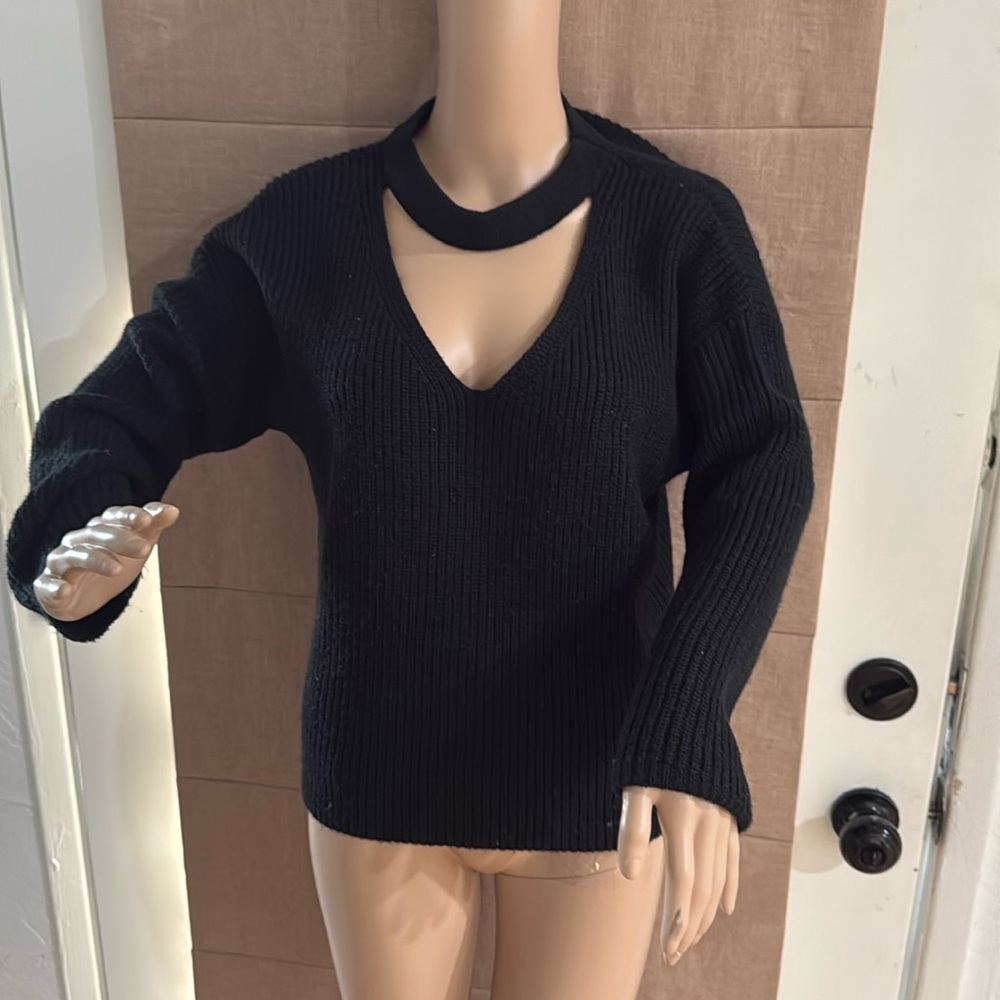 Lost + wander Madison black cutout sweater